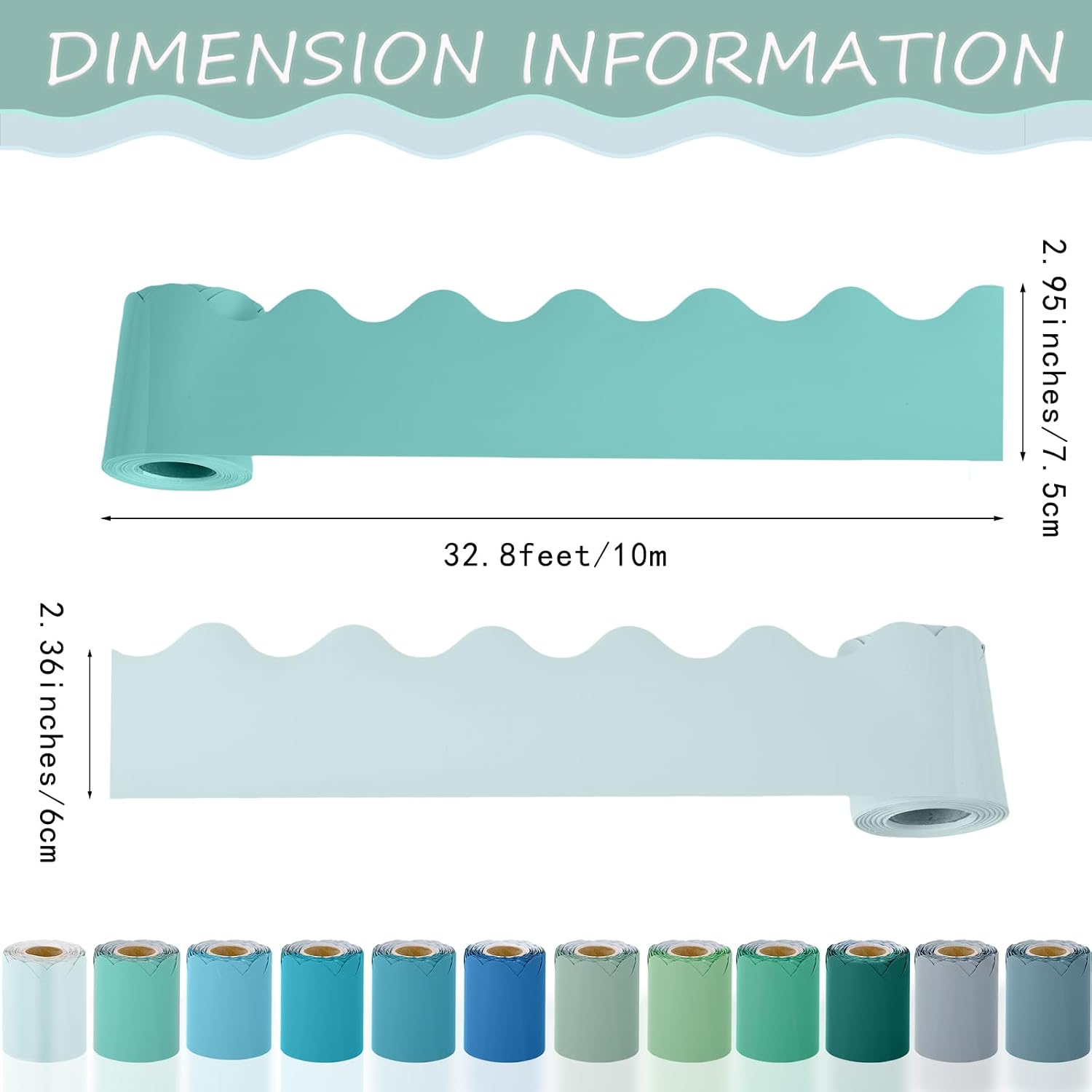 12 Rolls Scalloped Bulletin Board Borders Classroom Borders for Bulletin Board Trim / Mixed Colors
