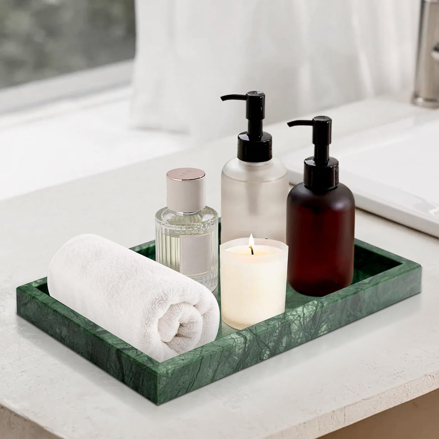 Stone Tray / Marble Tray / Green / 12 x 8