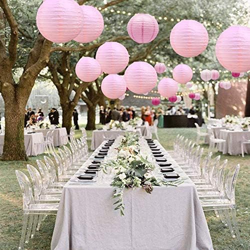 BEISHIDA Pink Paper Lanterns 10Pcs 4/6/8/10/12 Inch Round Chinese Lamp