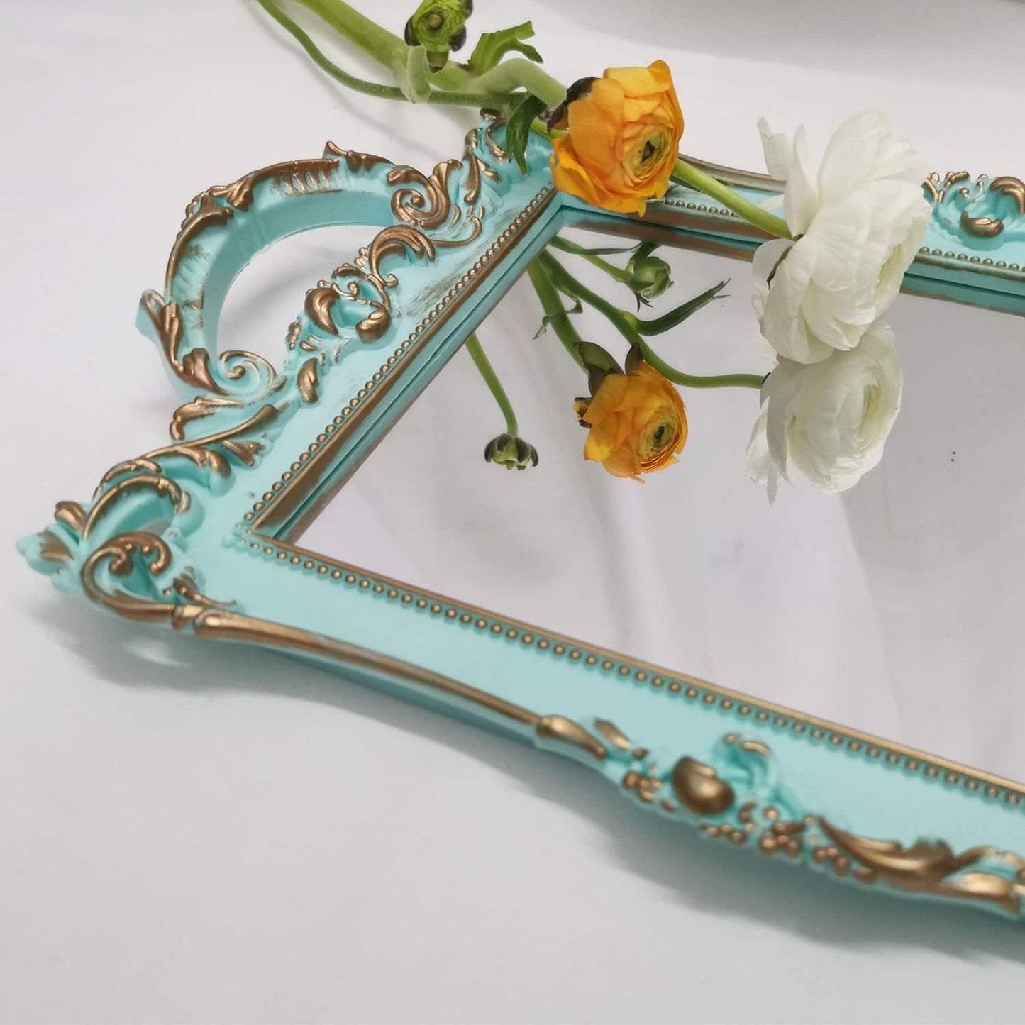 Serving Tray / Makeup Organizer / Golden Blue / 13 x 7.8
