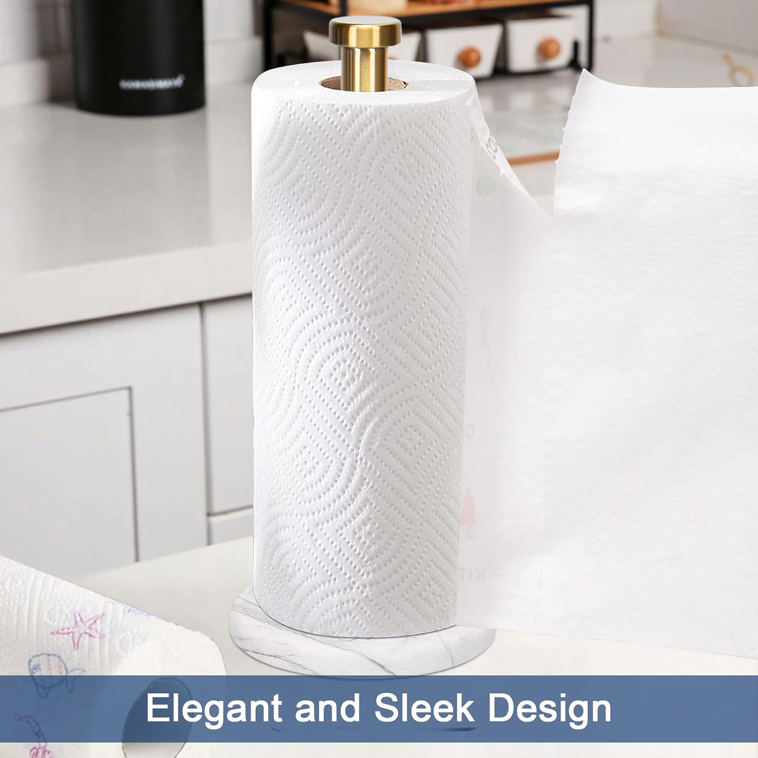 NearMoon Standing Paper Towel Holder, Kitchen Paper Towel Tissue Holder- for Bathroom Kitchen Countertop, Standard or