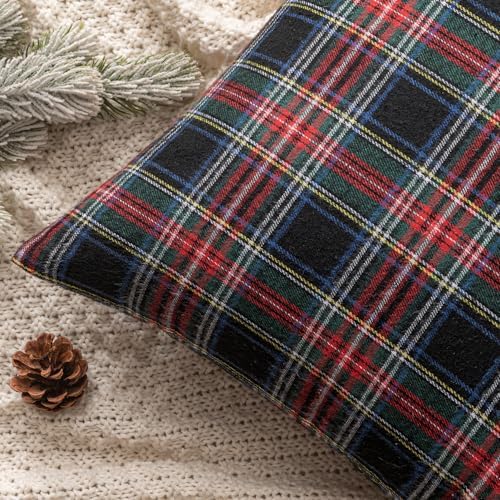 MIULEE Christmas Plaid Pillow Covers Scottish Tartan 24x24 Dark Blue