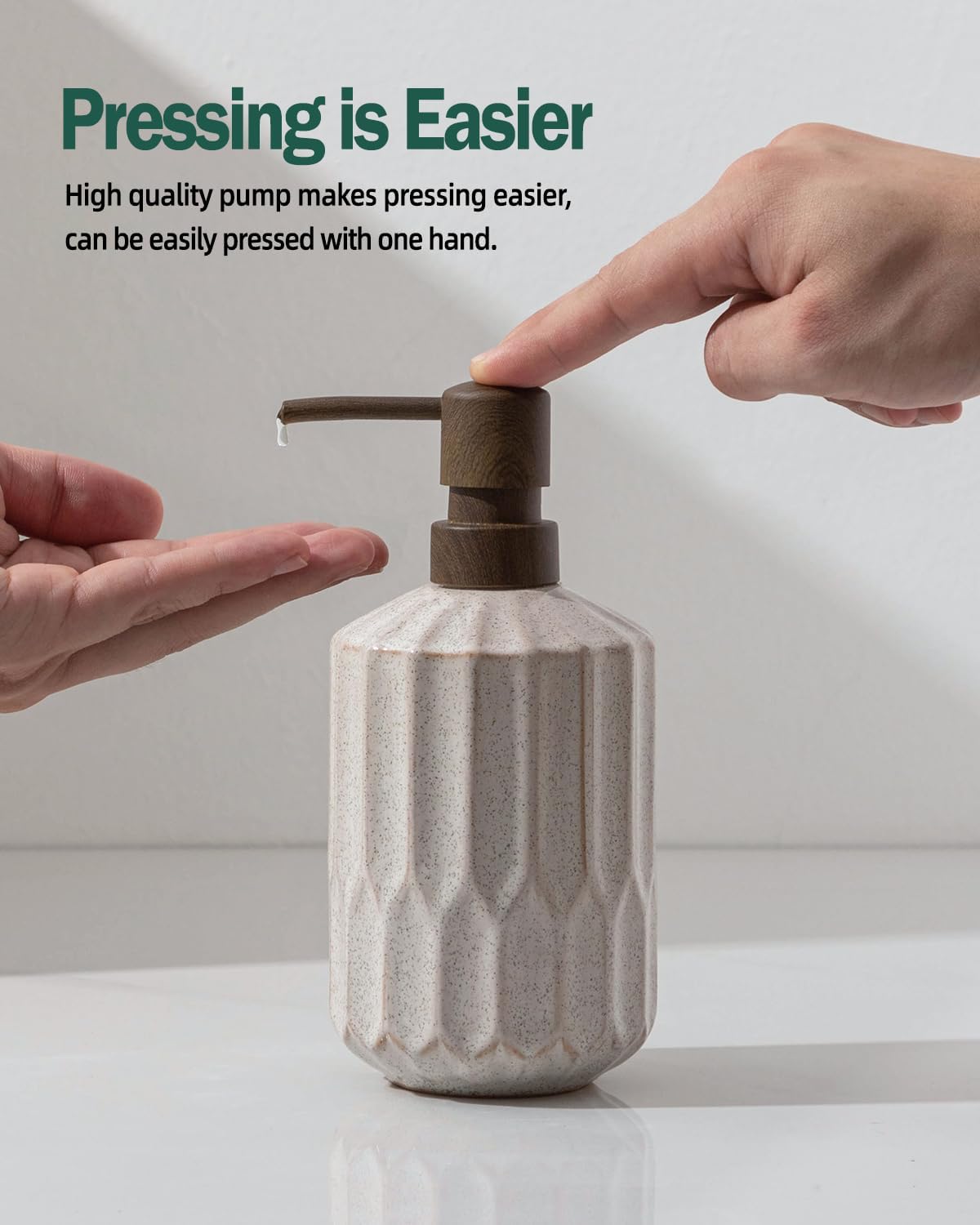 Bathroom Soap Dispenser Set, 16 OZ Ceramic Hand Soap Dispenser for Bathroom, Luxurious Hand and Dish Soap Dispenser Set