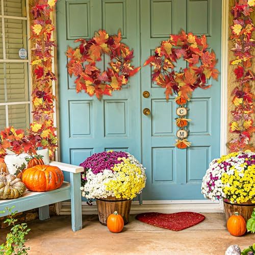 4Pack 23.6FT Artificial Fall Leaves Garland for Thanksgiving Wedding Decor