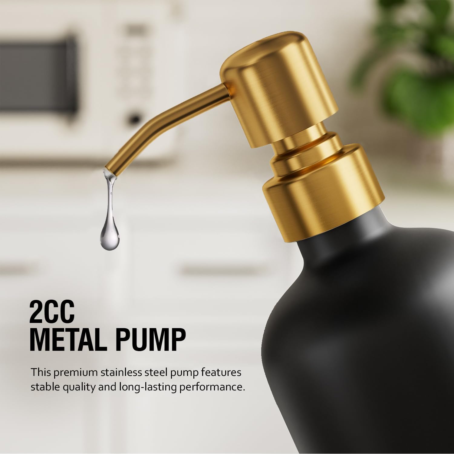MOMEEMO Bathroom Soap Dispenser Set, Black & Gold | Contains Hand Soap and Lotion Dispenser, Suitable for Black and