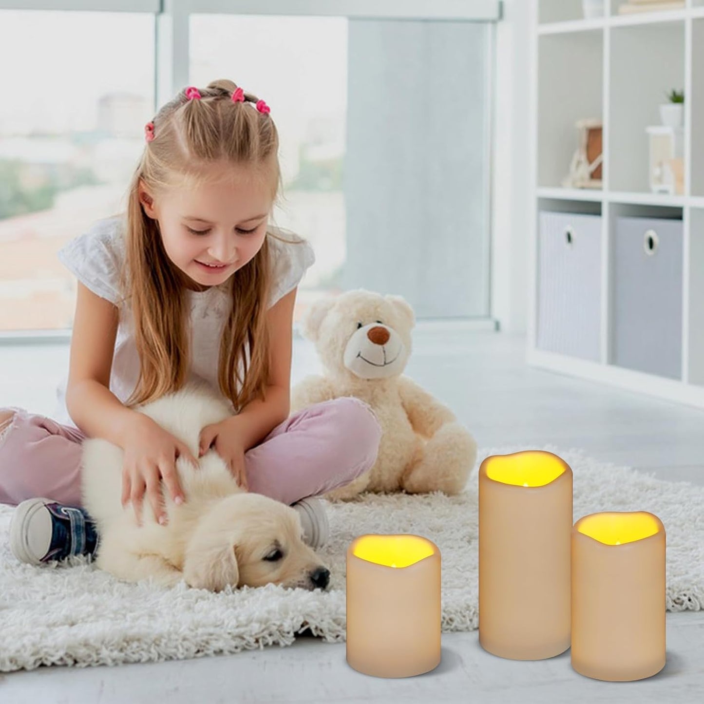 Flameless Candles 4" 5" 6" Outdoor Indoor Pillars Battery Operated Flickering Candles Include 10-Key Remote Timer 400+