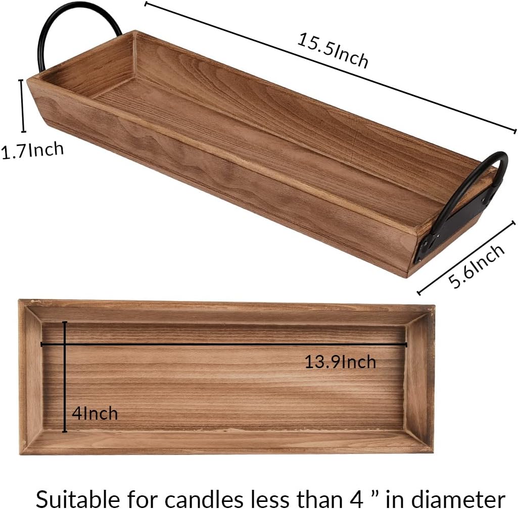 Rectangle Wood Candle Tray / Beech / Black