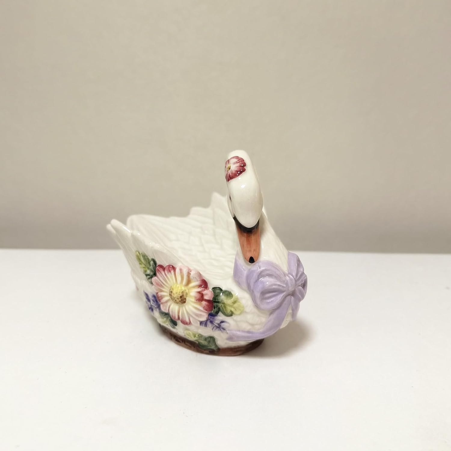 Ceramic Swan and Flowers Soap Dish