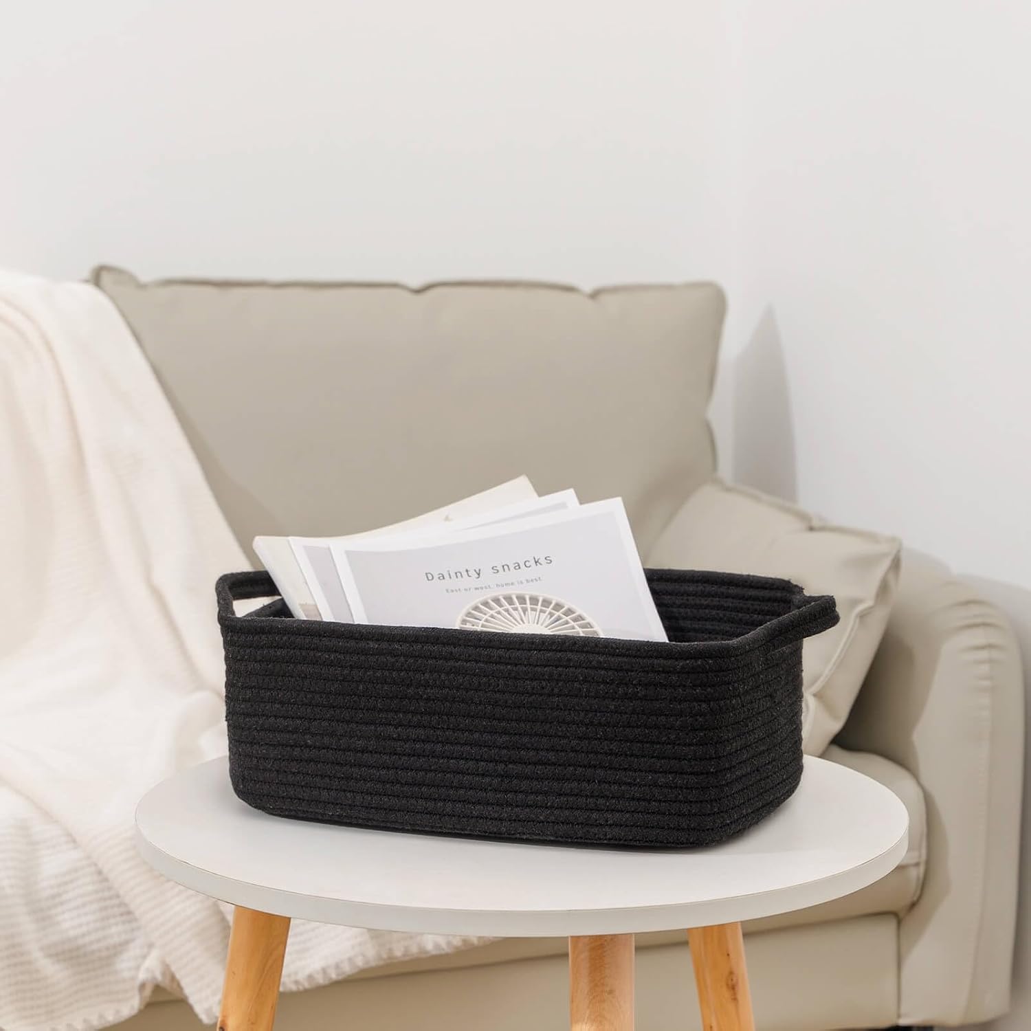 Woven Closet Storage Bin / Black / 14''x10''x5