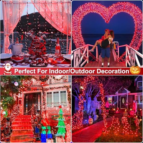 100FT 300 LED Christmas Lights Outdoor, Christmas Tree Lights, Red