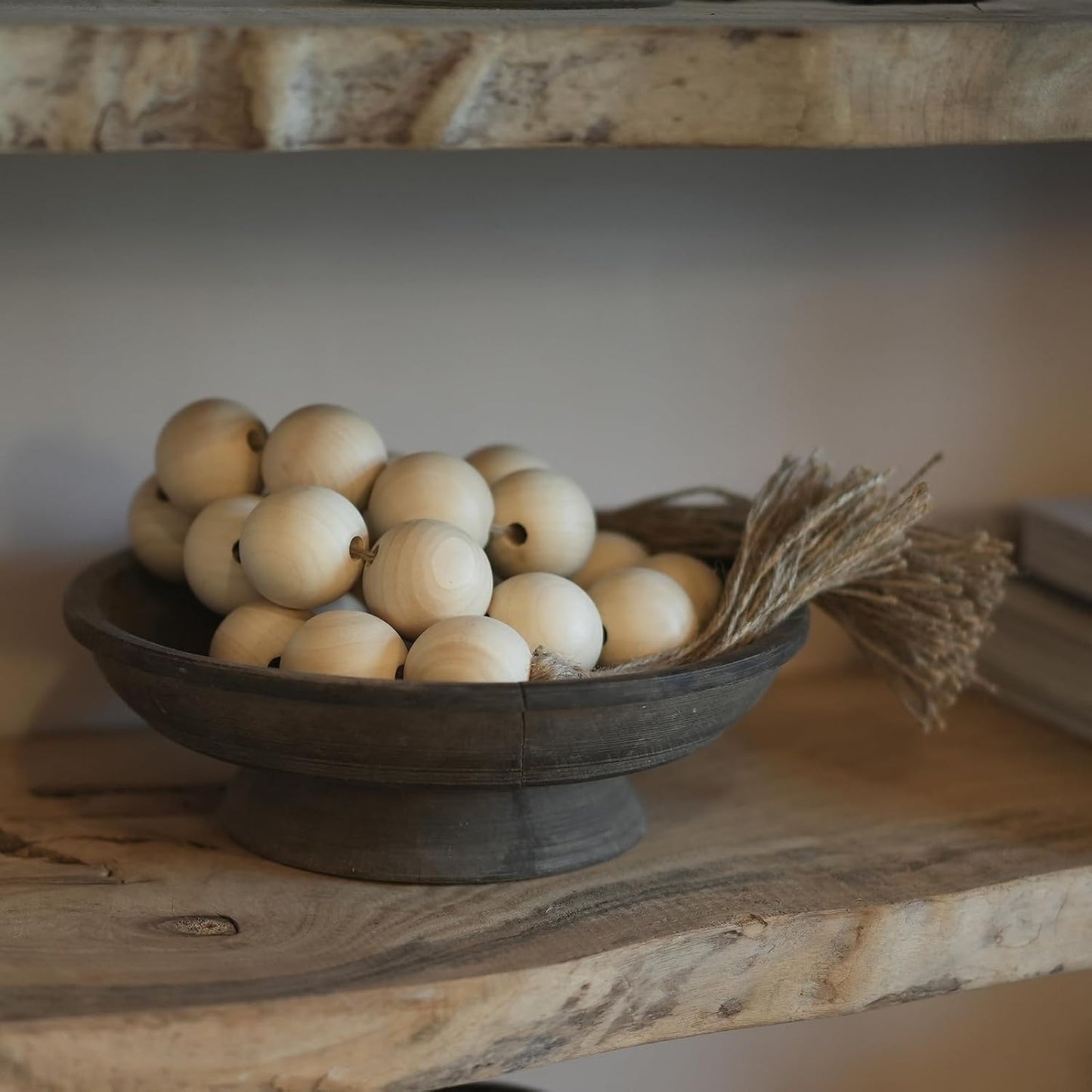 Wooden Beads Garland / 50 Inches / Nature Beige