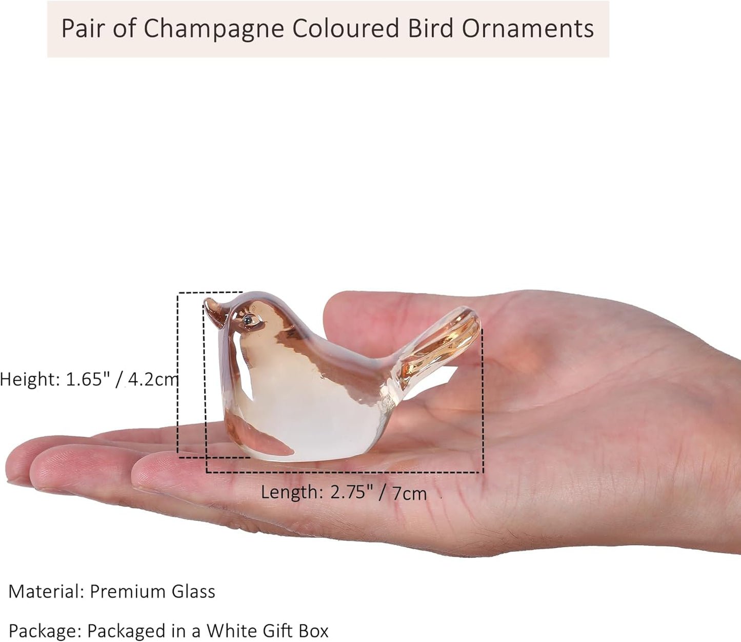 Small Bird Figurines Home Decor Glass Crystal Bird Statue Modern Style Decorative Ornaments / Gold