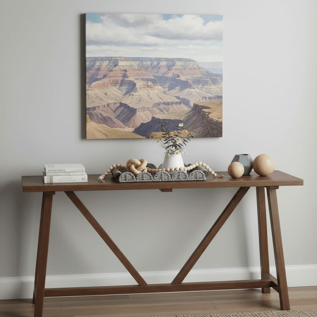 Scalloped Decorative Tray w/Wood Handle for Counter / Gray / 13 x 6.3 x 1.6