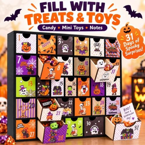 Halloween Advent Calendar 31 Days with Drawers, 2026 Countdown