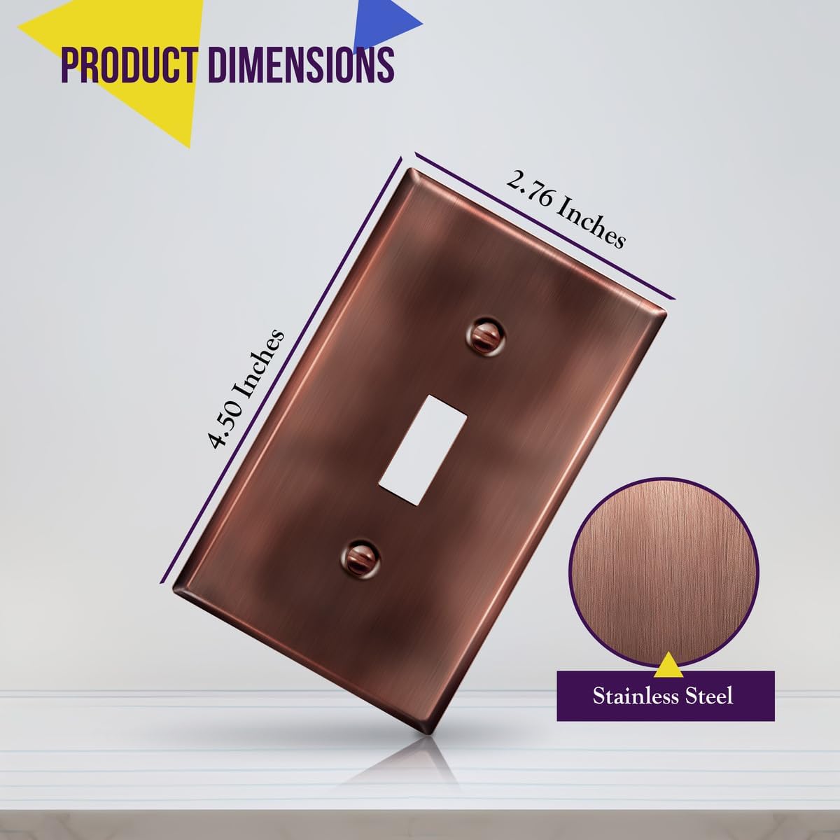 ENERLITES Toggle Light Switch Metal Wall Plate, Stainless Steel Switch Cover, Corrosion Resistant, Standard Size 1-Gang