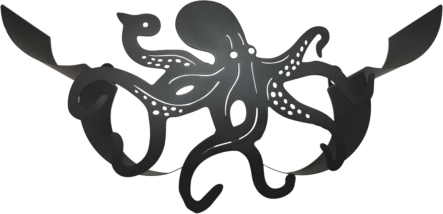 Octopus Metal Wall Toilet Paper Storage,Black Toilet Tissue Holder,Animal Decorative Metal Paper Holders,Cute Toilet