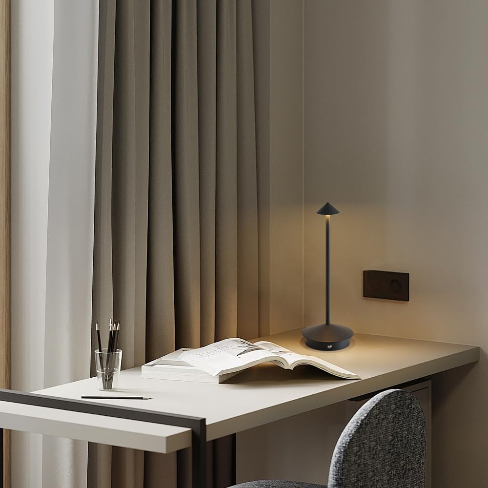 2 Pack Aluminum Cordless Table Lamp, 6000mAh Rechargeable Table Lamps, Portable Touch LED Lamp, Outdoor Waterproof