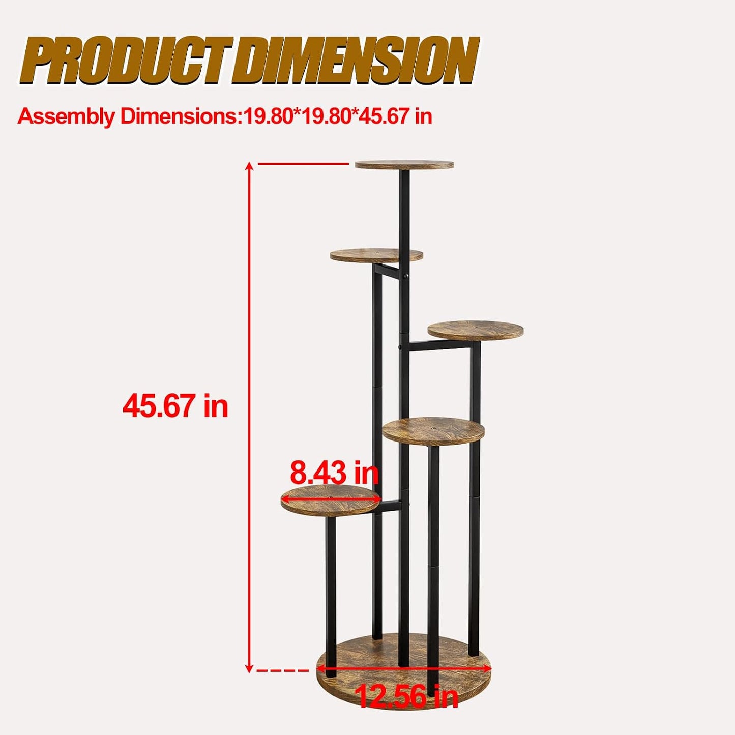 INGIORDAR 6 Tier Plant Stand Indoor Corner Tiered Holder Shelf Display Rack | Multiple Plants with MDF Top Board Metal