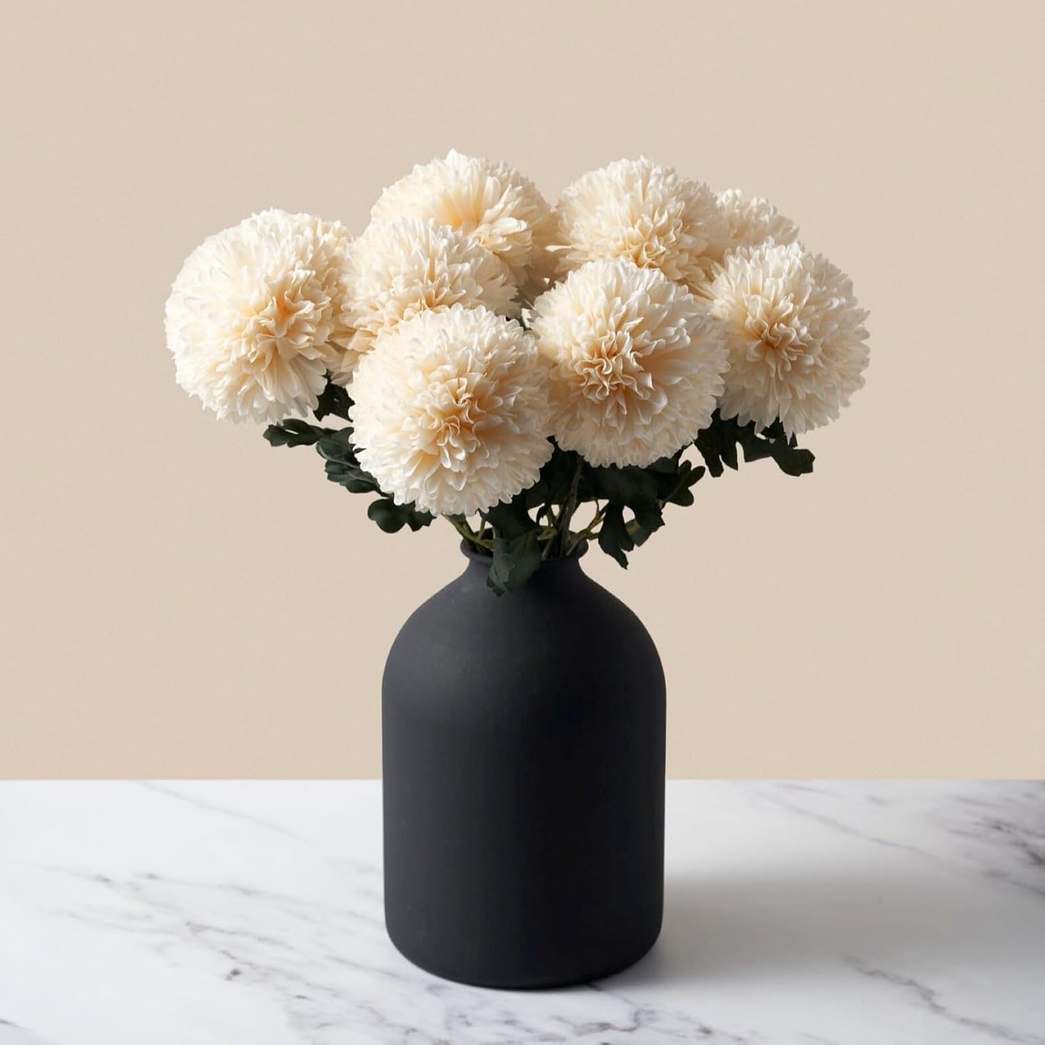 SilkSerenade Large Black Matte Flower Vase / Black Vase