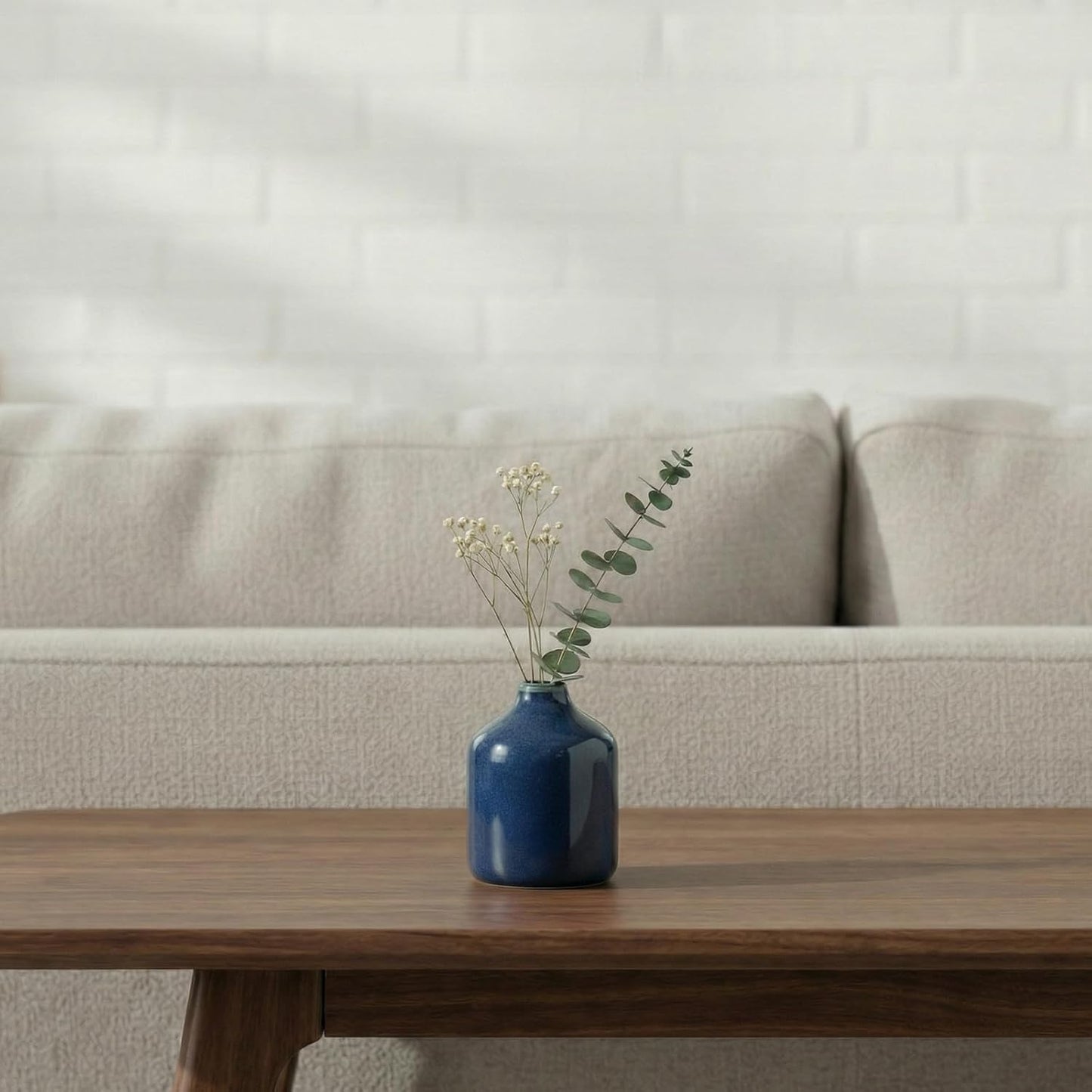 Blue Ceramic Vase for Pampas Grass / Dark Blue / 4 Inch