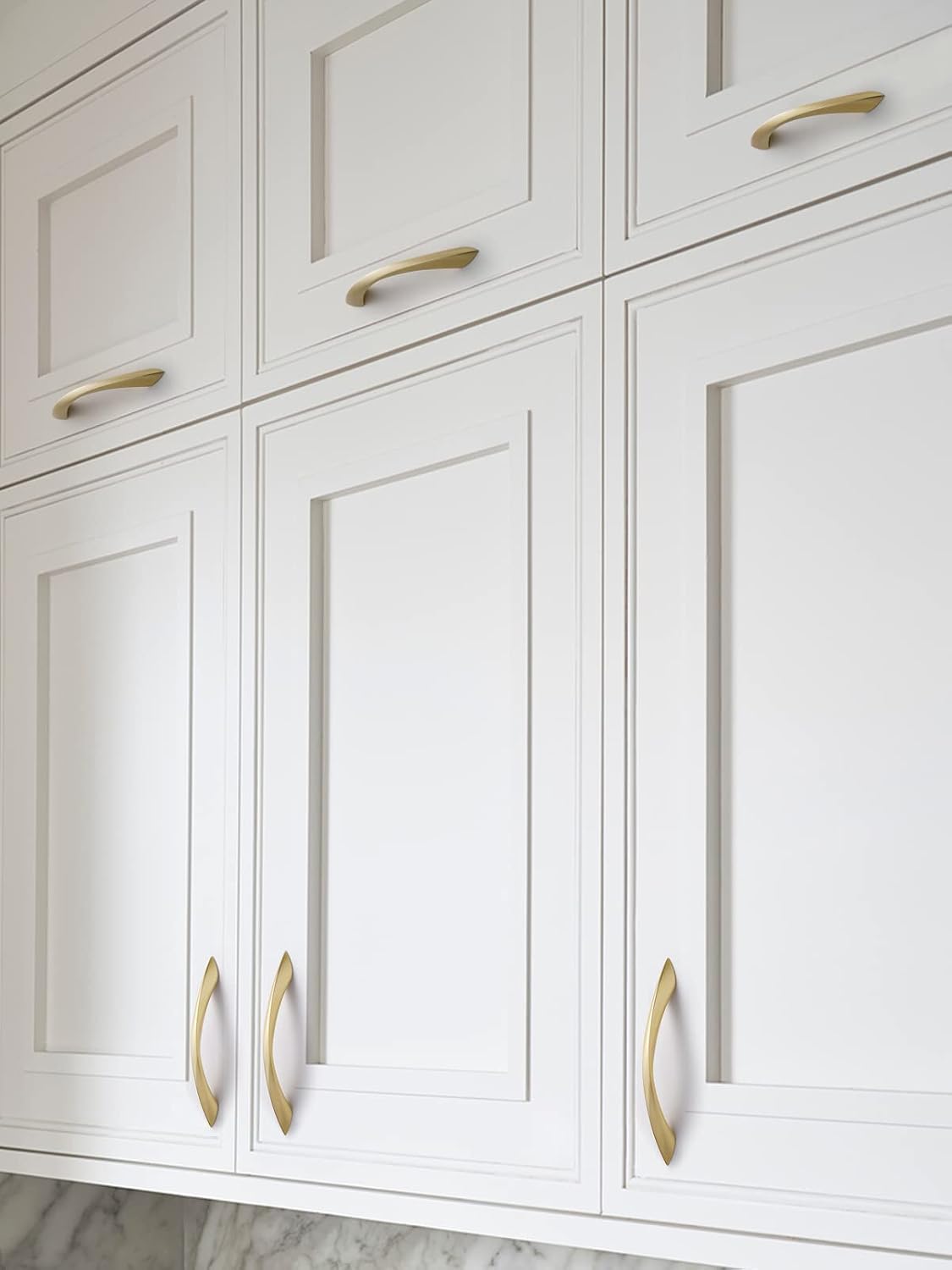 Cabinet Pulls Arch Twisted Brass Handles / Brushed Gold / 5 Inch Hole Centers / 5 Inch / Set of 5