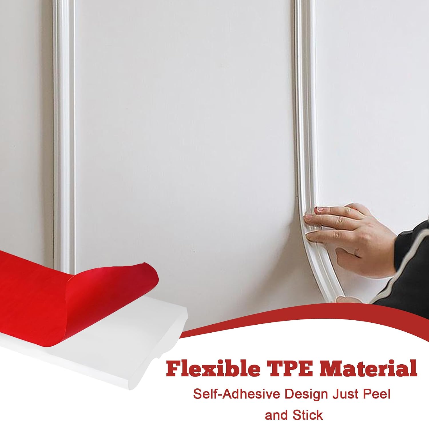 X 1.6'' Molding Trim Peel and Stick Chair Rail Moulding / White / 1.6inch / 20 ft