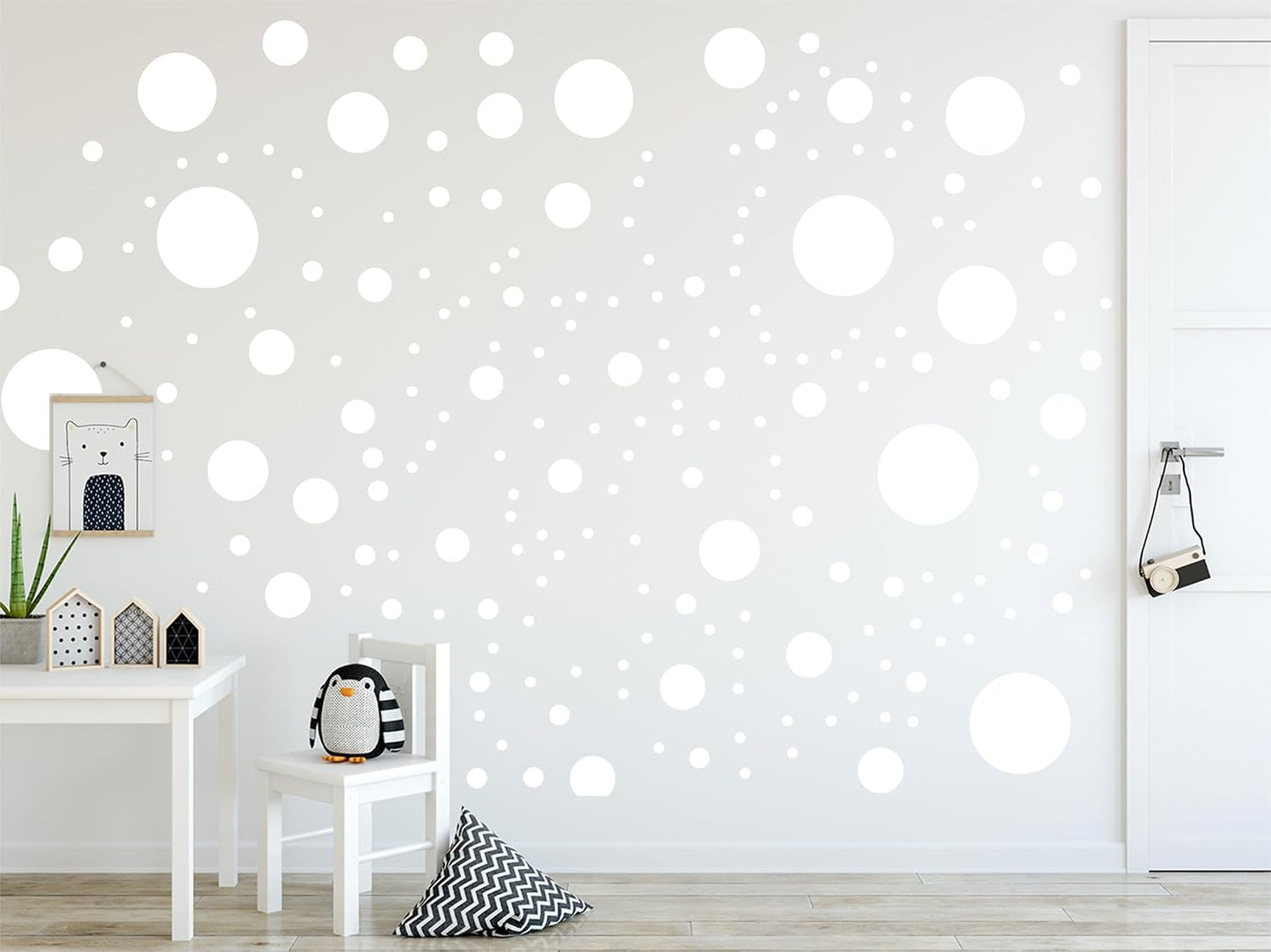 500+ Assorted Polka Dot Circle Wall Stickers for Kids Bedroom Living Room / White