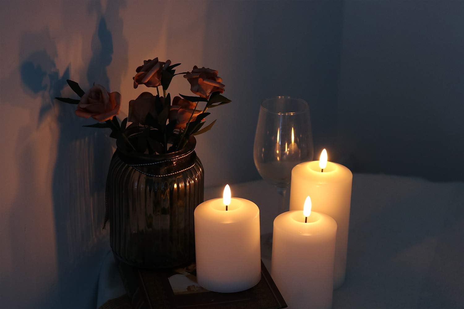 GenSwin Flameless LED Candles Battery Operated with Remote Timer White | Real Wax Pillar LED Votive Candles Warm Light