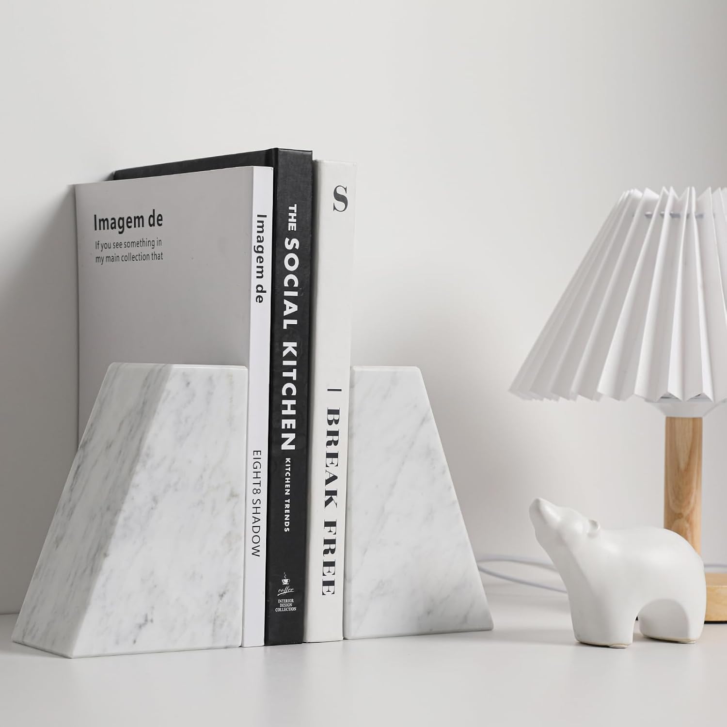 Marble Bookends / Stone Bookends Decorative / 3.9 x 3 x 6 / Carrara White