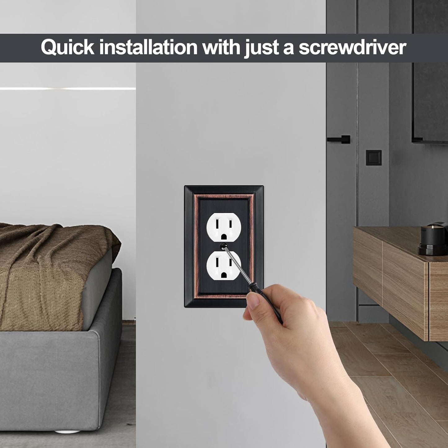 Metal Wall Plate for Electrical Outlets, Outlet Covers Wall Plate, 6 Pack | Decorative Aged Bronze Switch Plates Outlet