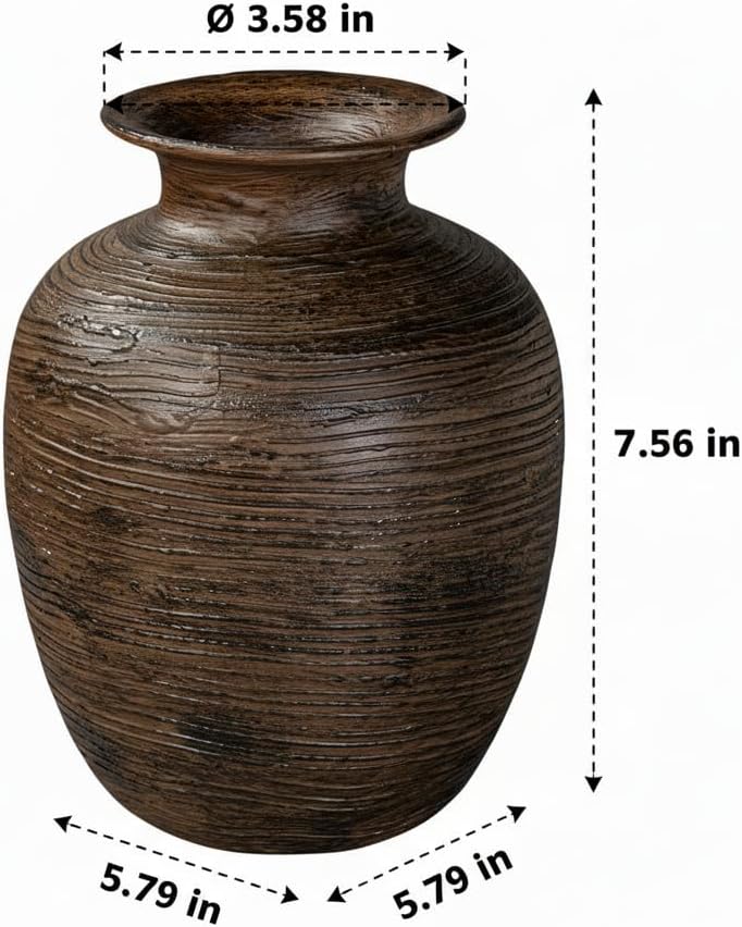 Farmhouse Vases Home Decor / Dark Brown / 7 Inch