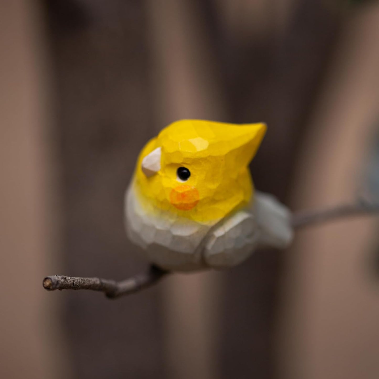 1 Pair Handmade Wooden Cockatiel Figurines