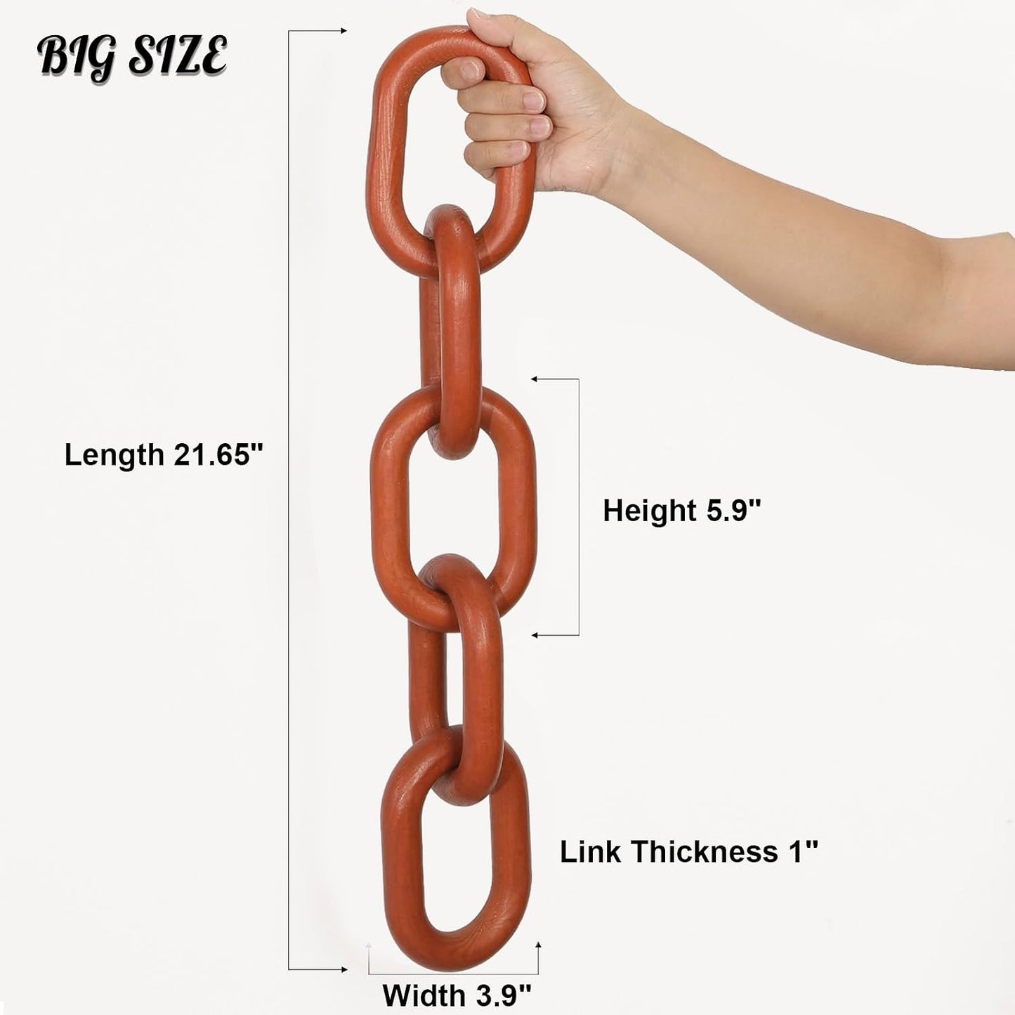 Wood Chain Link Decor / Brown / 22"D x 3.9"W
