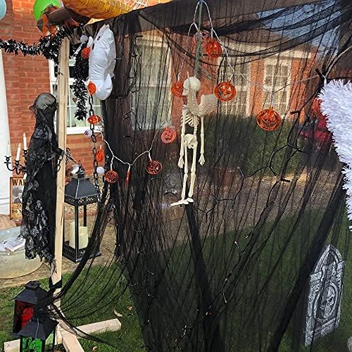 80×400 Inch Super Size Halloween Creepy Spooky Gauze Cloth Black Cheesecloth Scary Halloween Decorations for Haunted House Home Wall Patio Garden