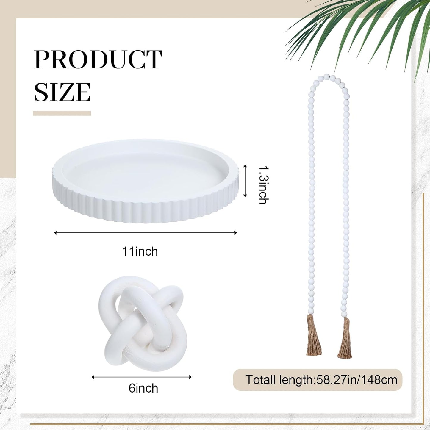 Farmhouse Decorative Tray Set / White / Set of 3