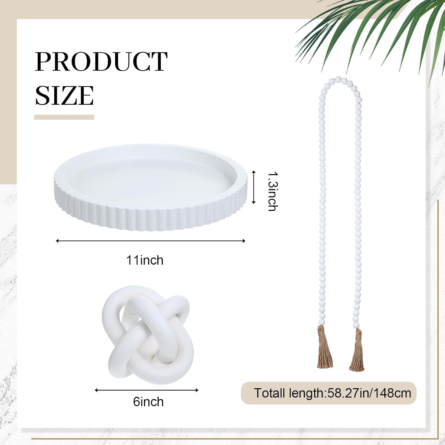 Farmhouse Decorative Tray Set / White / Set of 3