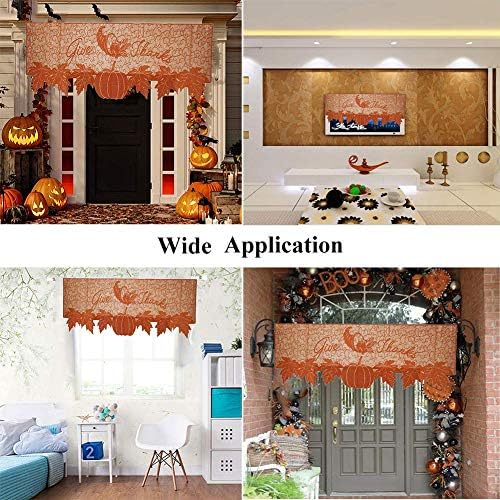 DoubleWood 20"x60" Thanksgiving Decor Fireplace Scarf Fireplace Cloth Pumpkin Lace Table Runner Fall Runner Mantle Scarves Cover for Thanksgiving Table Window Decoration (Fireplace Scarf Mantle Cover)