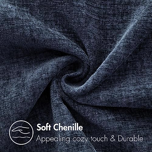 MIULEE Soft Chenille Lumbar Throw Pillow Covers Dark Navy 12x20 Pack of 2