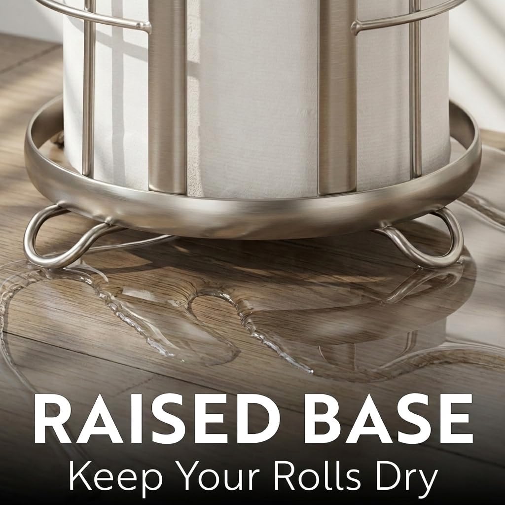 BROOKSTONE Toilet Paper Holder Stand Reserve - Free Standing Toilet Paper Stand with Storage that Holds Mega Rolls