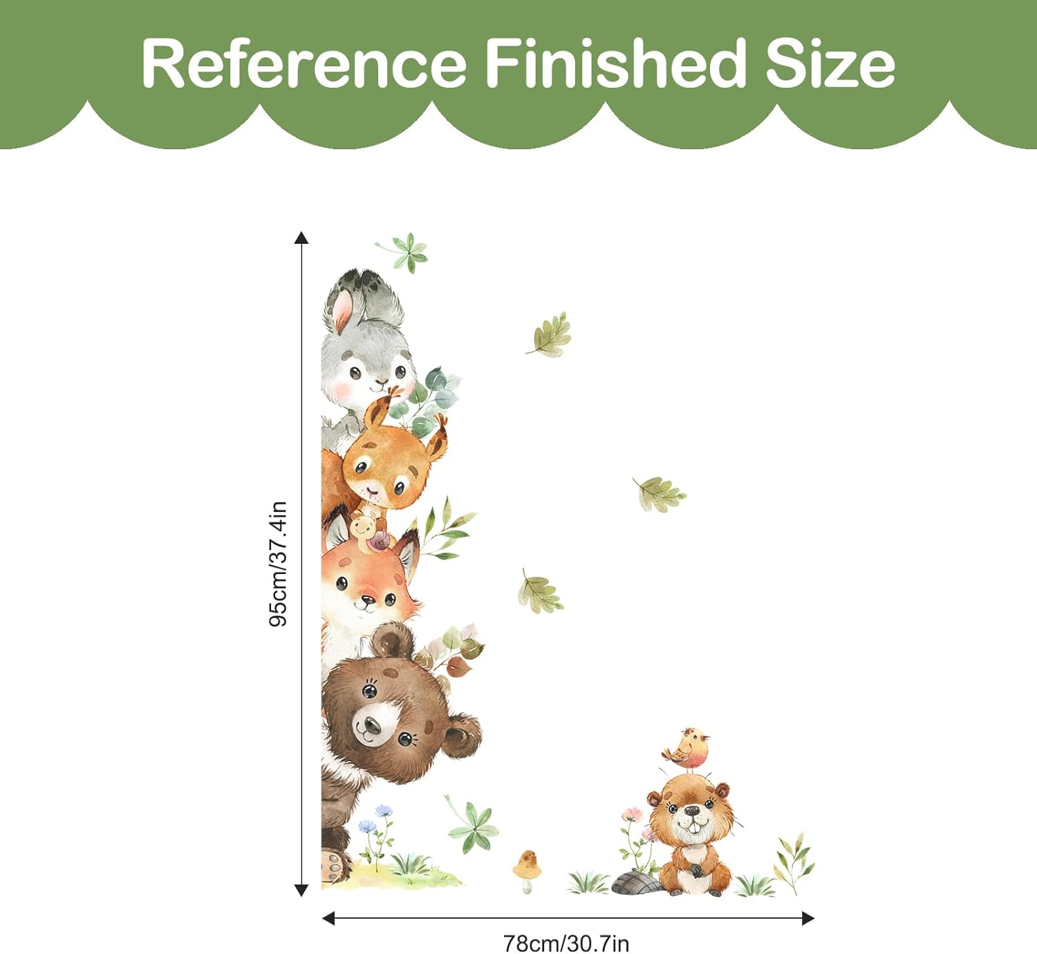 Jungle Animals Wall Stickers Cartoon Woodland Animal Wall Decals Bear Fox Forest / Animals A