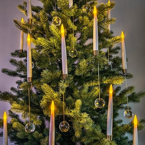 Leejec 10-Pack Christmas Tree Candles, Wand Remote, Crystal Ball Hooks