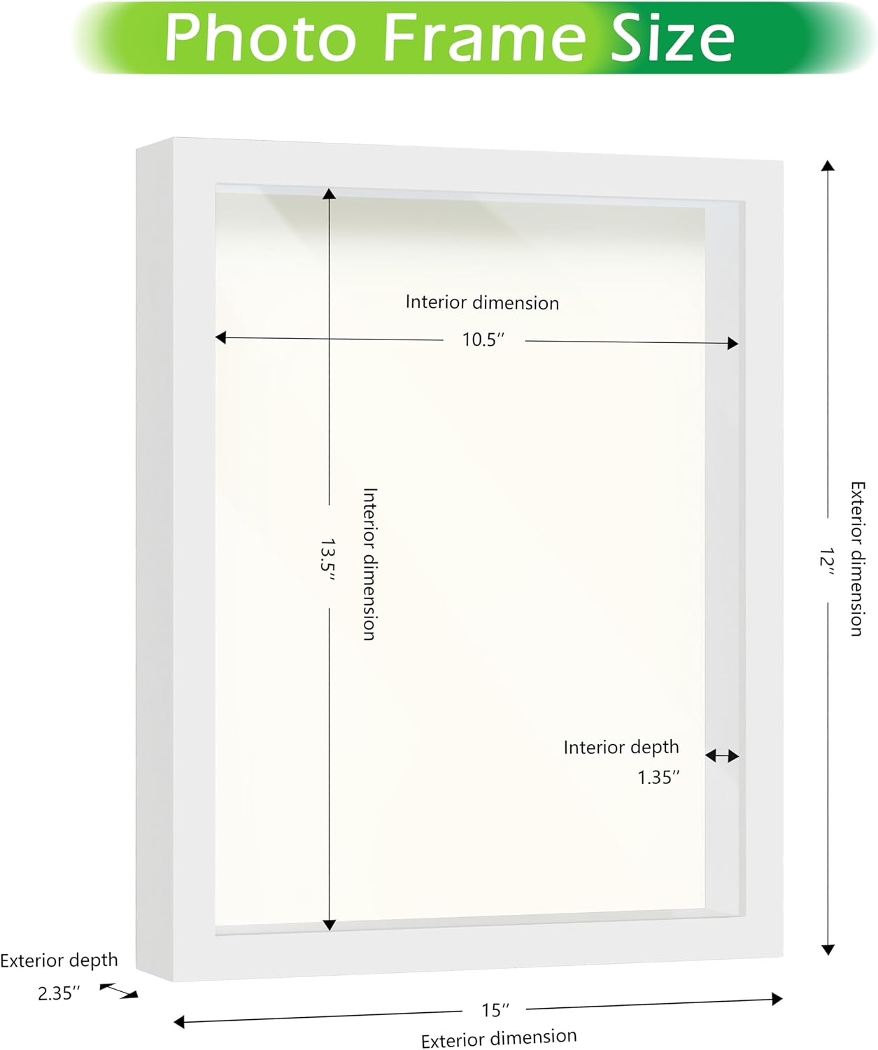 FrameWorks 11” x 14” White Wooden Shadow Box Frame – Display Case with Soft Felt Back, Memory Box with Tempered Glass