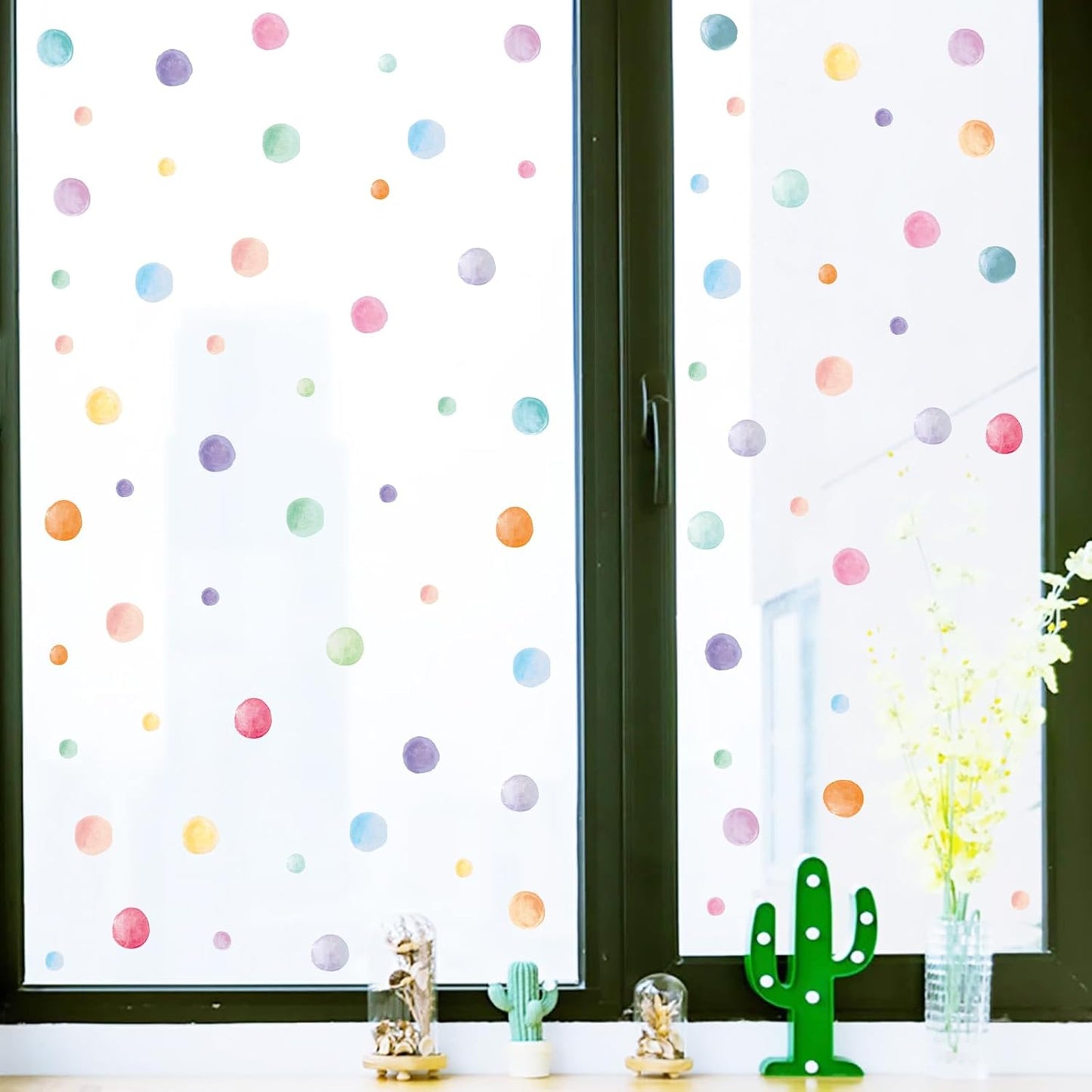 Peel and Stick Boho Rainbow Wall Stickers / Watercolor Polka Dots / Set of 201