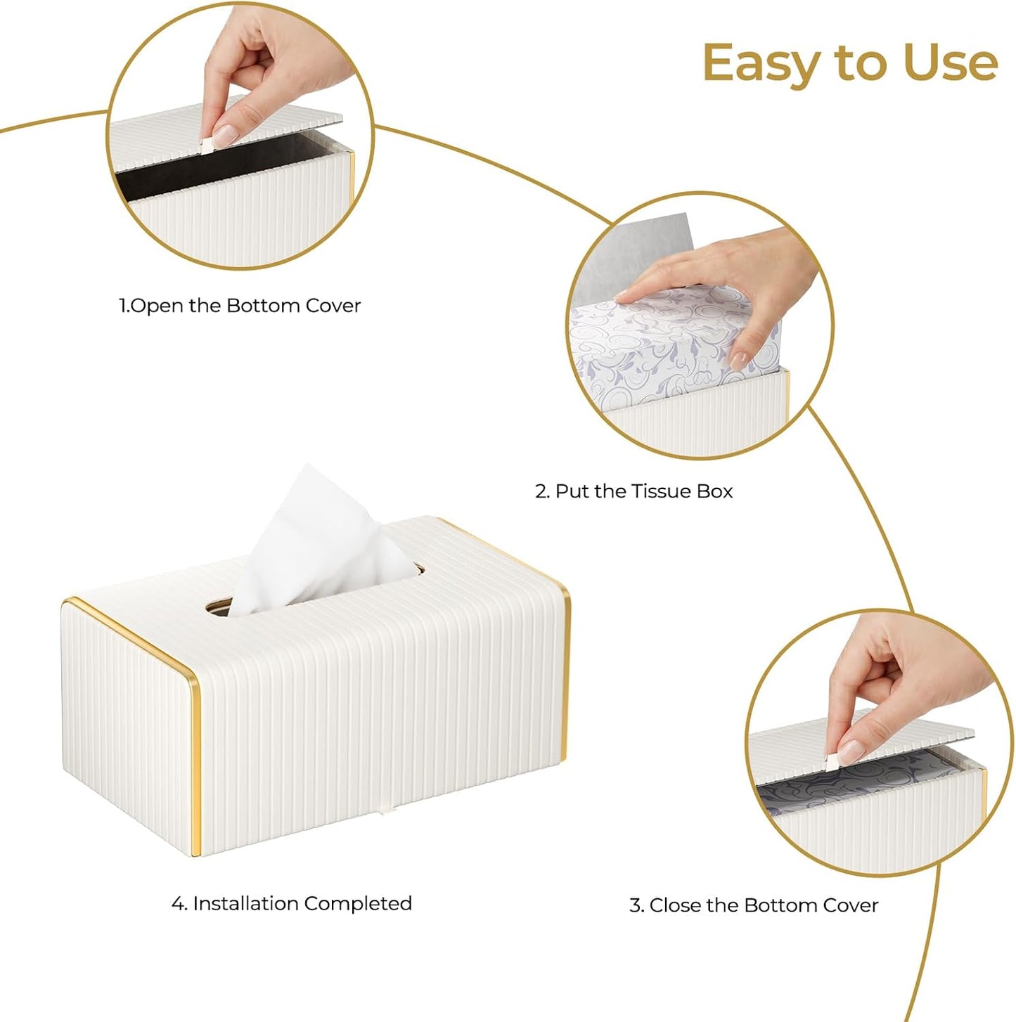 Long Tissue Box Holder Modern / Rectangular / White