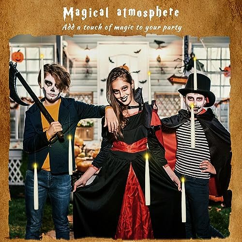 Boribim 20PCS Floating Candles with Wand, Magic Hanging Candles, Flickering Warm Light LED Taper Flameless Candles with Wand Remote, Battery Operated Window Candle for Halloween Decorations Best Gift