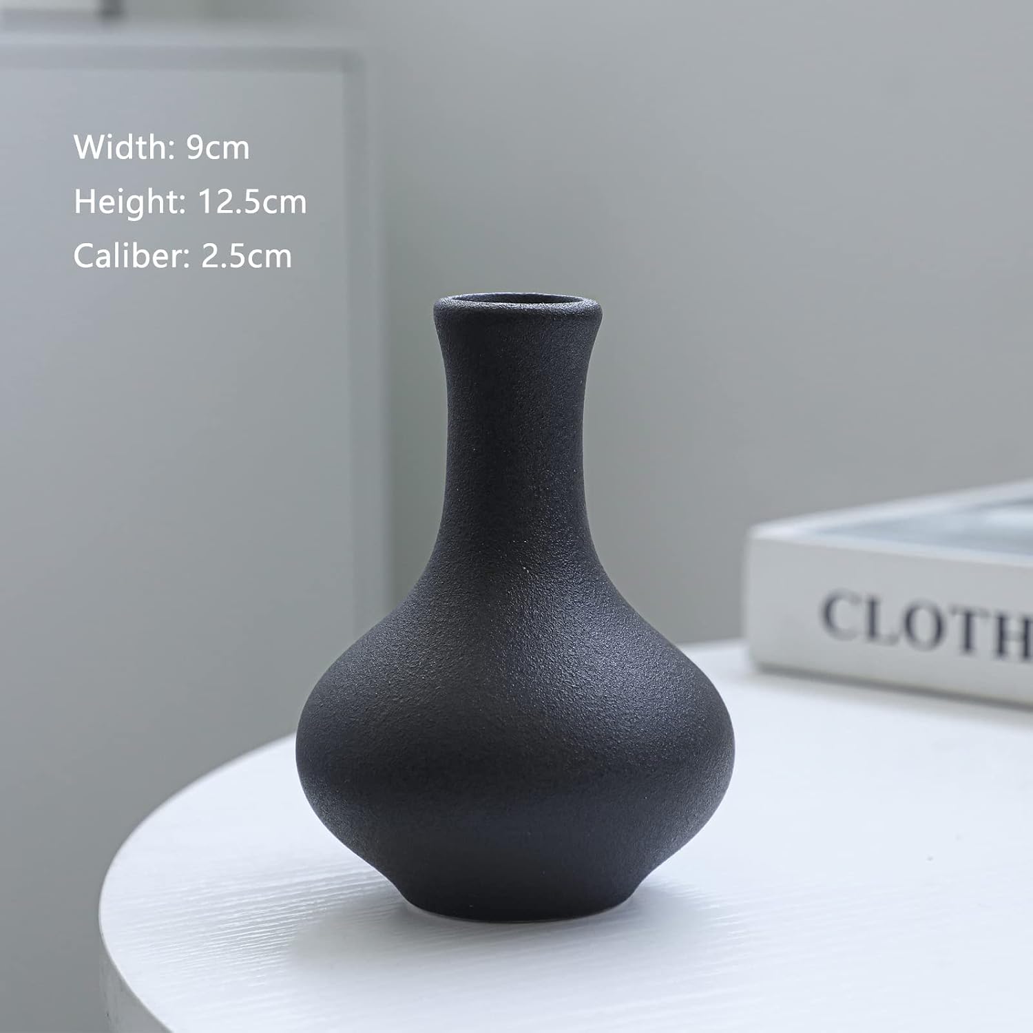 Ceramic Vase / Mini Decorative Vases for Rustic Weddings & Home Decor / Black / Set of 5