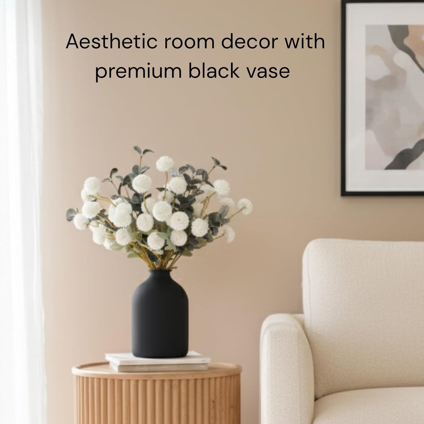 Matte Arlo Vase for Dining Coffee Table / Black / 8.6 Inch