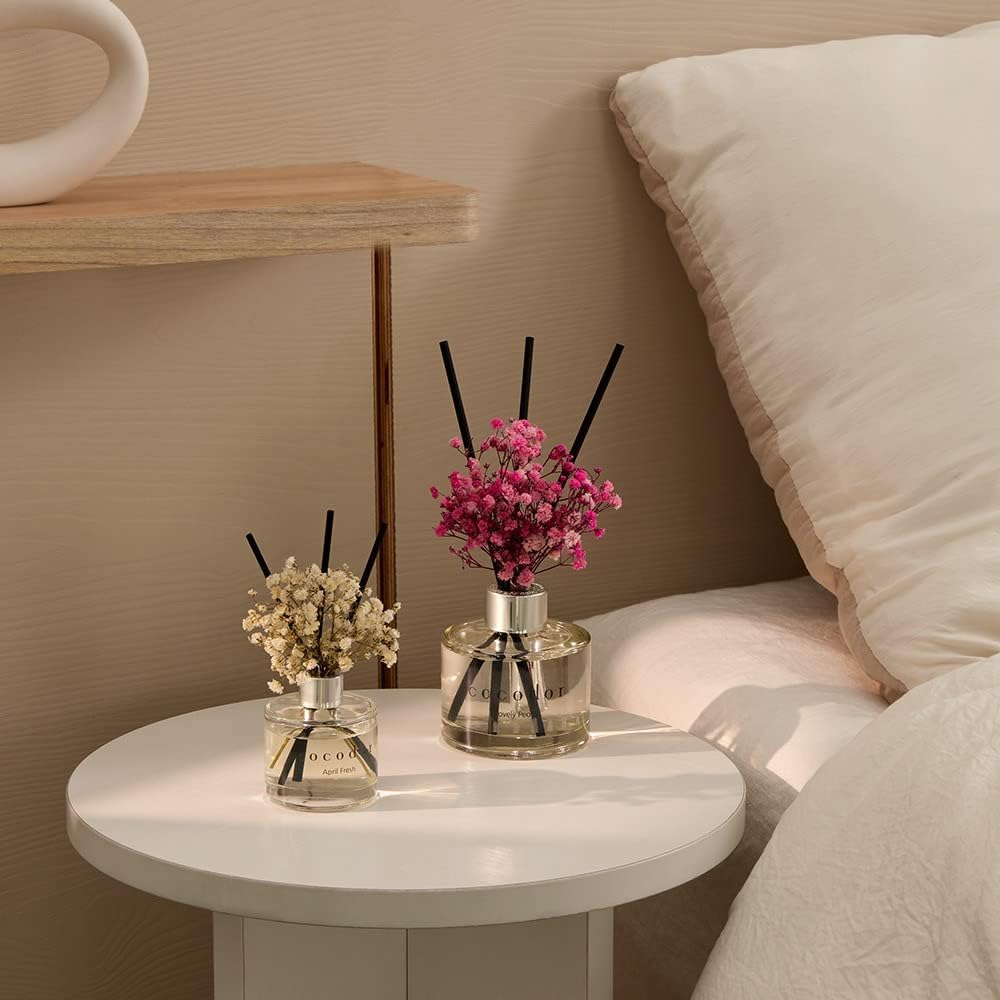 COCODOR Flower Reed Diffuser Set / 6.7oz / /Scent Diffuser / White Jasmine / Real Flower/6.7ounce/
