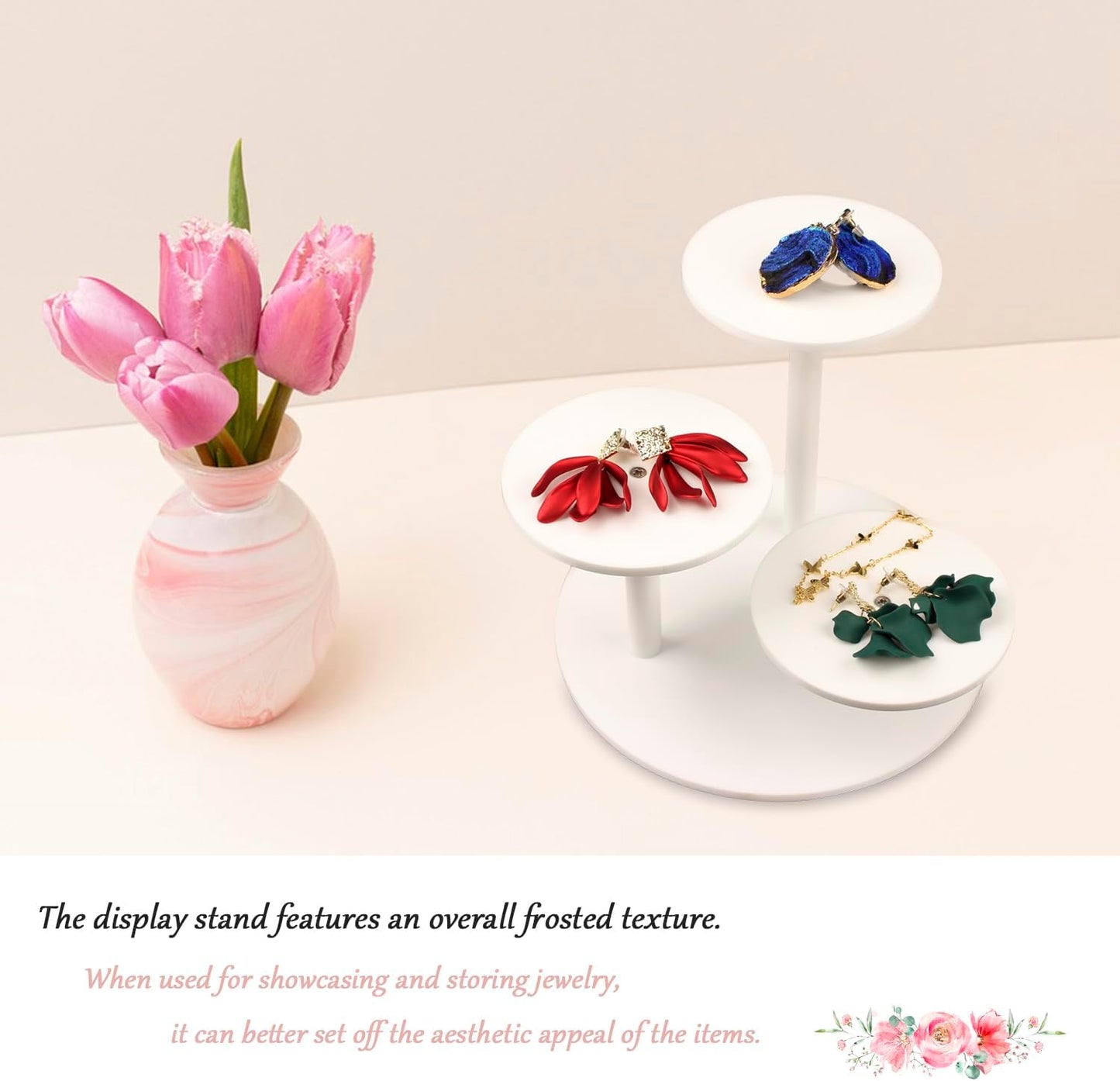 Risers for Display Frosted Acrylic Table Display Stand for Figure and Succulent Plants Small / White