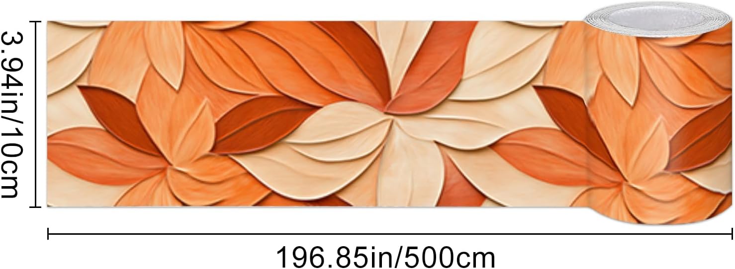 Wallpaper Border Peel and Stick Wall Border Autumn Leaf Wallpaper / Autumn Leaf Pattern / 4 x 196
